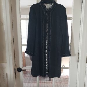 St. John Collection Black Cardigan with White Trim